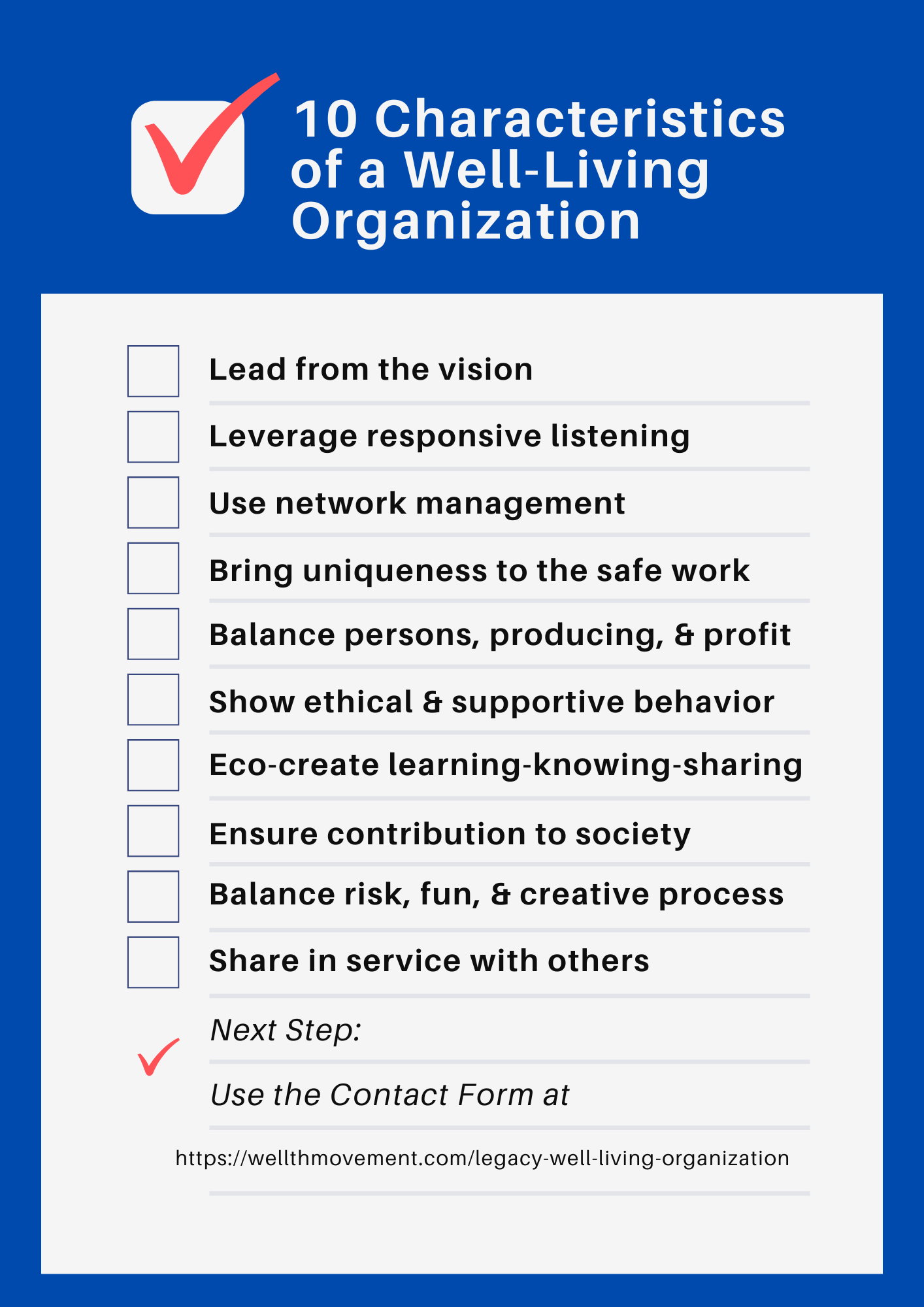 10 Characteristics Well Living Organization