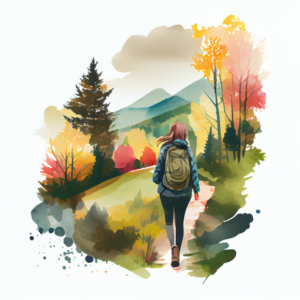 Woman walking with nature