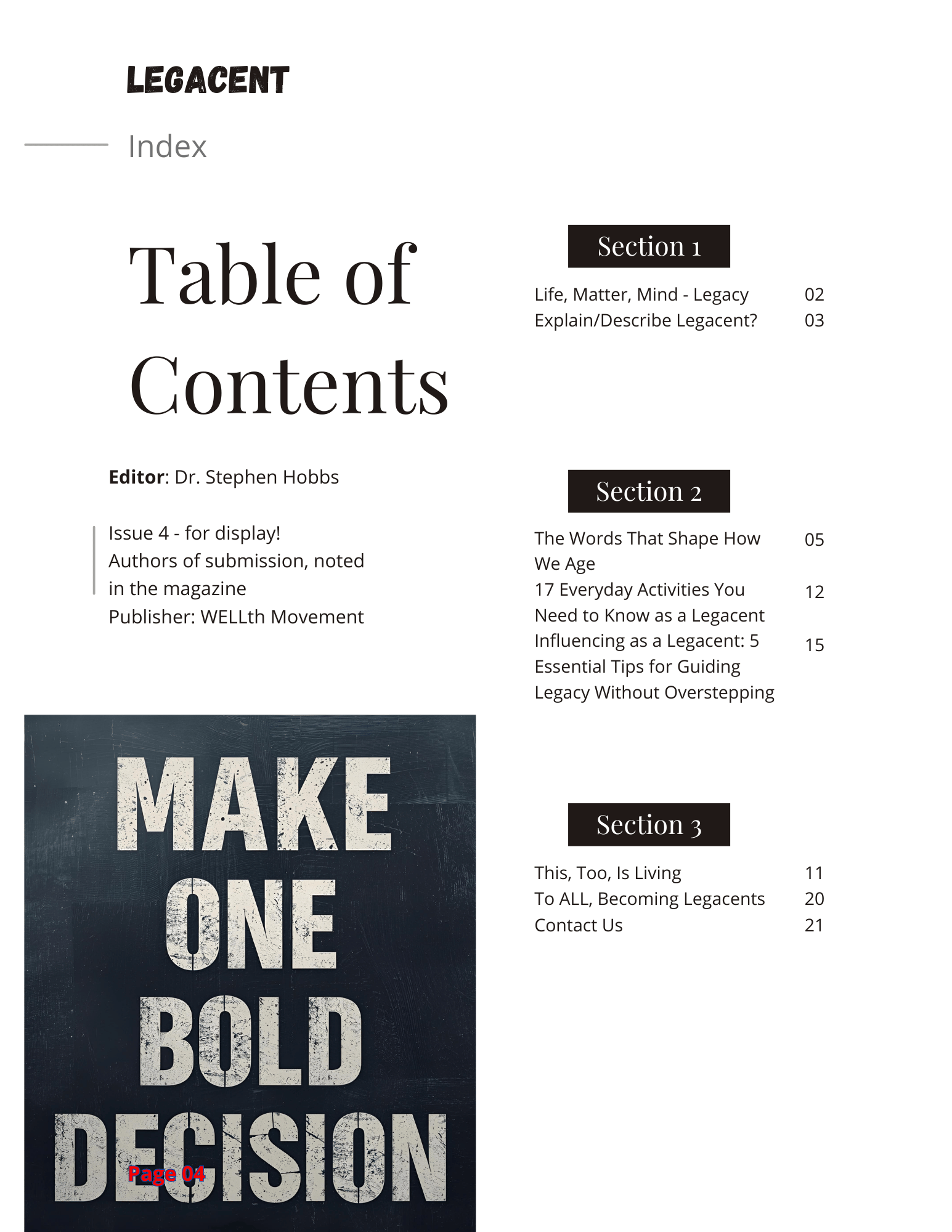 4 Table of Contents Legacent Feb 2026 4th Issue TOC