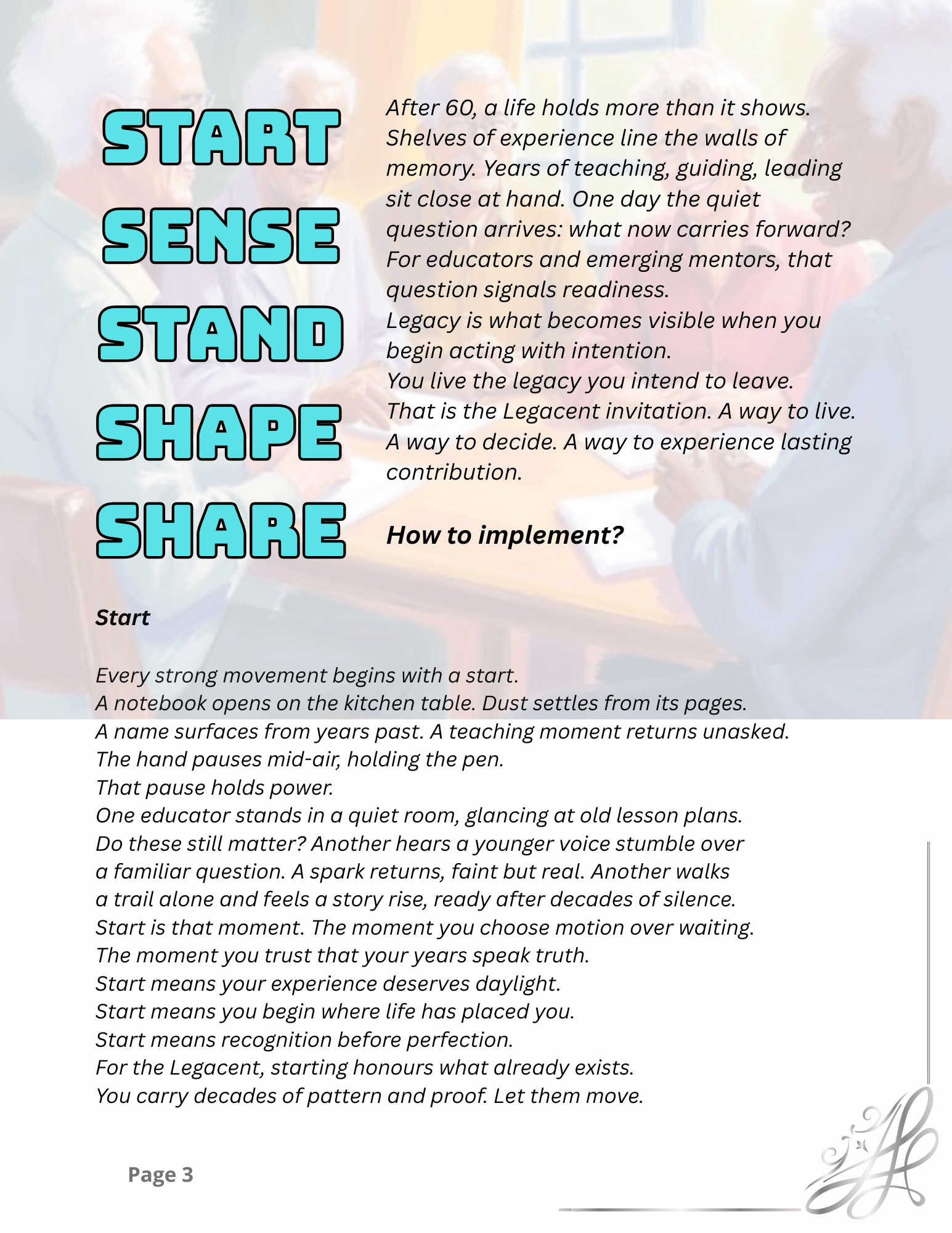 3 START SENSE STAND SHAPE SHARE Legacent Issue 10 Page 3 START